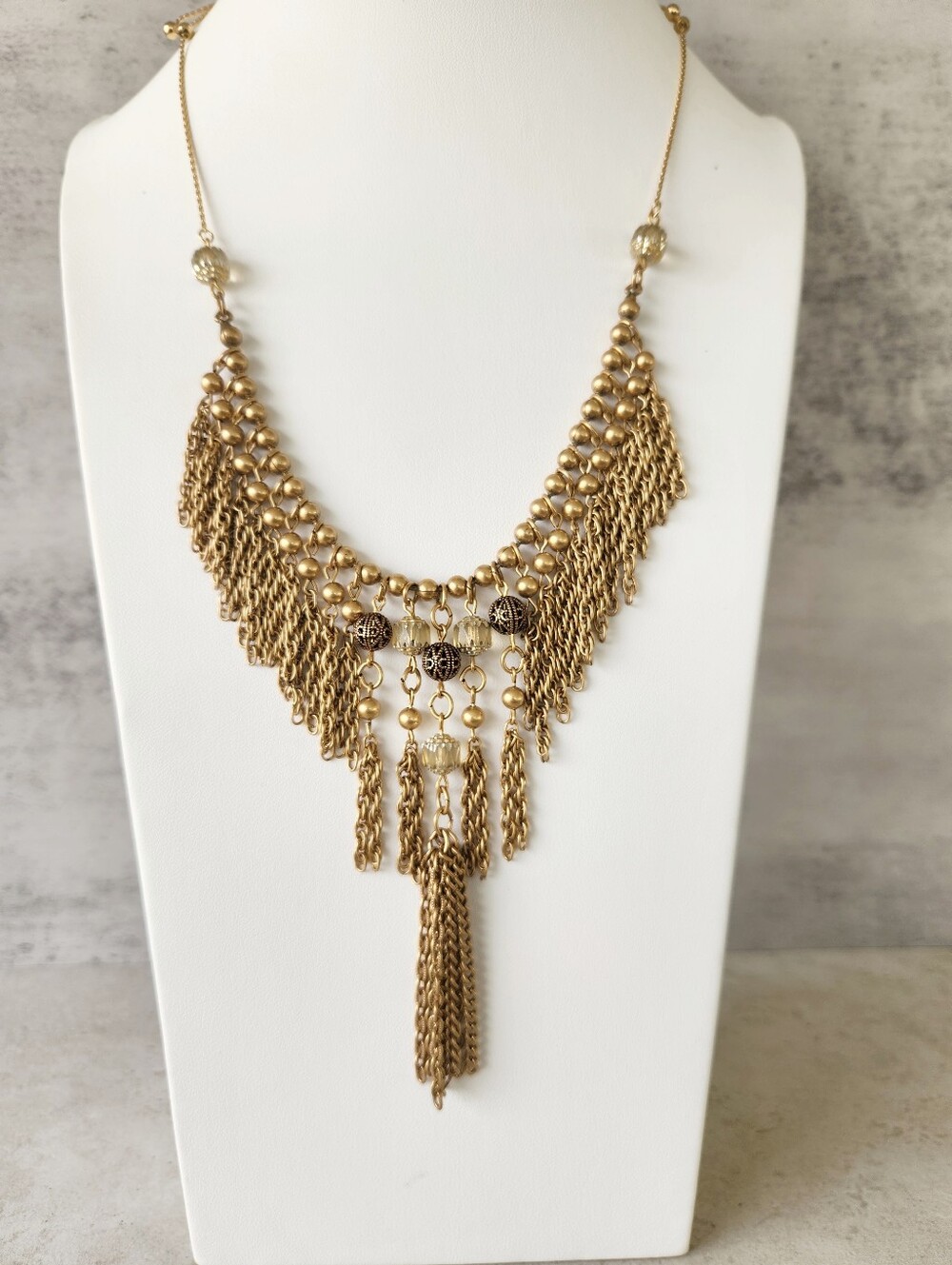 Alex and Ani Gold Tone Multi-Chain Fringe Adjustable 16-26" Statement Necklace